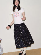 fano Lyocell Cotton Slim Korean Women Printed Crewneck Short Sleeve T-Shirts