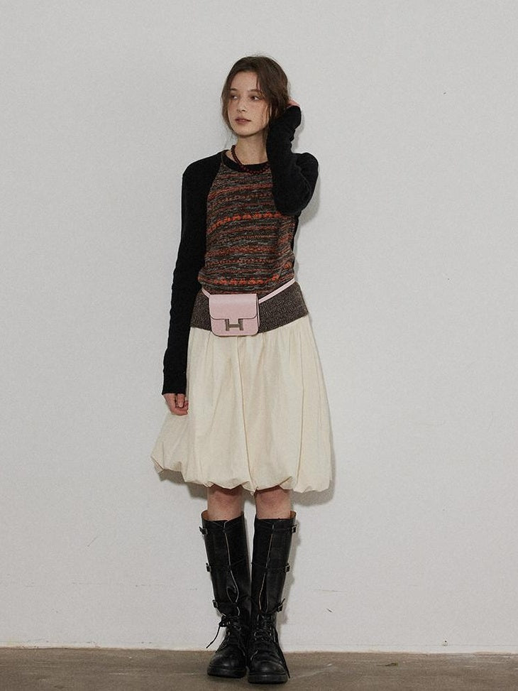 Lofi choose High Waist Irregular Hem Loose Fit Workwear Solid Beige Office Midi Skirts