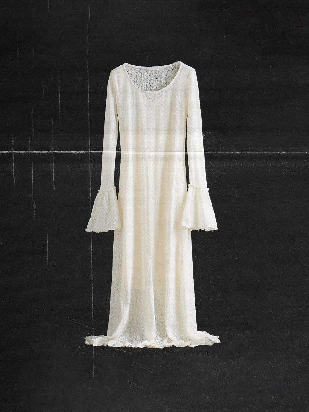 unspoken Breathable Comfortable Commuter Cutout Waist Bell Sleeve Maxi Dresses