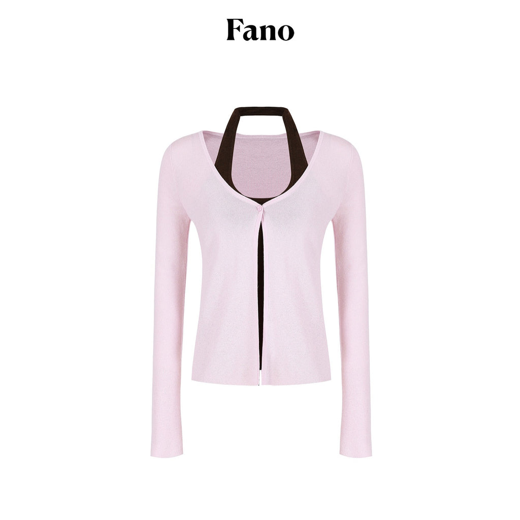 fano_Soft_Breathable_Korean_V-neck_Slim_Faux_Layered_Colorblock_Cardigans_MISSTT