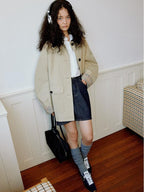 fano Patchwork Plaid Oversized Street Mid Length Cotton Blend Women Trench Coats