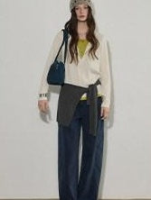 Lofi choose High Waist Washed Cotton Loose Office Women Waterwash Blue Wide Leg Jeans