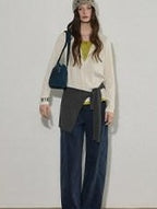 Lofi choose High Waist Washed Cotton Loose Office Women Waterwash Blue Wide Leg Jeans
