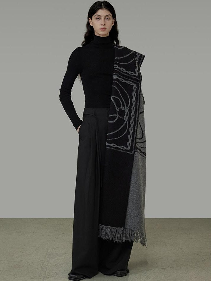 unspoken Cozy Double Sided Geometric Long Rectangular Warm Women Youth Polyester Scarves