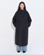 fano Pure Wool Single Breasted Lapel Midlength Straight Korean Women Gray Wool Coats