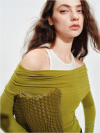 audreyyang Wool Blend Slim Fit Mock Neck Women Casual Stretch Long Sleeve T-Shirts