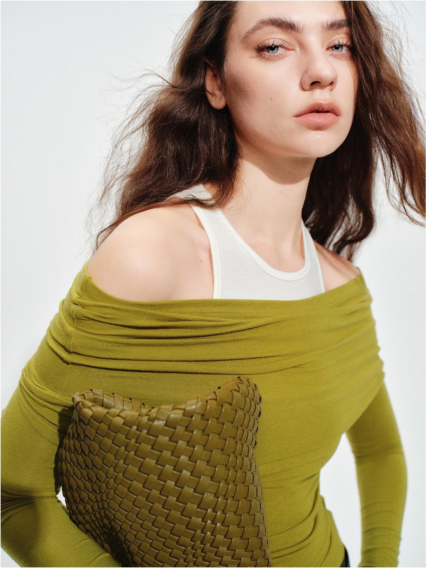 audreyyang Wool Blend Slim Fit Mock Neck Women Casual Stretch Long Sleeve T-Shirts
