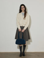 Lofi choose High Waist Ruffle A Line Pleated Cotton Commuter Skirt For Women Midi Skirts