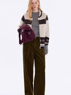 fano Breathable Cotton Vintage Straight Natural Waist Large Pockets Wide Leg Pants