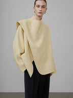 unspoken Minimal Commuter Short Straight Fit Women Cream Yellow S M Wool Coats