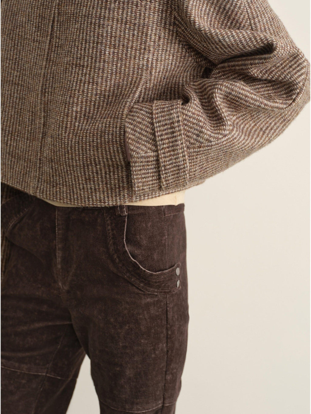 someone sometimes Wool Blend Retro Loose Zip Lapel Long Sleeve Women Multicolor Cropped Jackets