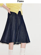 fano High Waist Vintage Ruffle Circle Skirt Loose Fit Women Picnic Cotton Midi Skirts