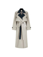 unspoken Minimalist Double Breasted Long Straight Workwear Beige Navy Trench Coats