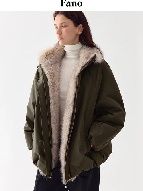 fano 90% White Duck Down Warm Loose Korean Commuter Hoodless Women Down Jackets