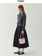 fano Minimal Commuter Cropped Crewneck Long Sleeve Women Polyester Cardigans