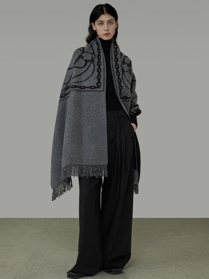 unspoken Cozy Double Sided Geometric Long Rectangular Warm Women Youth Polyester Scarves