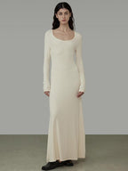 unspoken Waist Defining Knit Hline Minimalist Commuter Long Sleeve Maxi Dresses