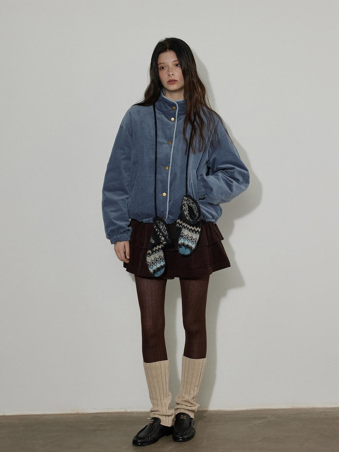 Lofi choose 90 Percent White Duck Down Commuter Loose Stand Collar Haze Blue Down Jackets