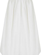 fano Lined Press Pleat A Line Bubble Mid Waist Women City Black White Midi Skirts