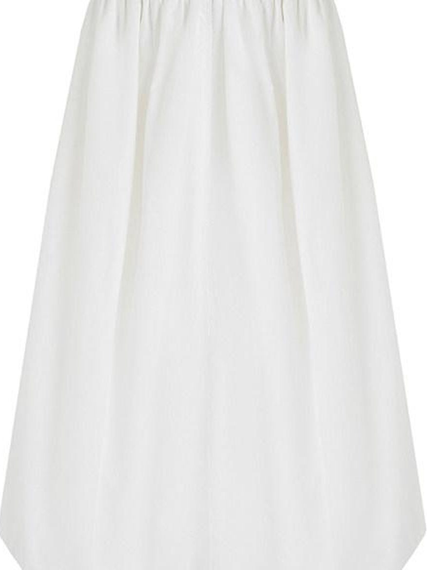 fano Lined Press Pleat A Line Bubble Mid Waist Women City Black White Midi Skirts