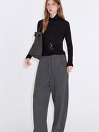 fano Soft Stretch Knit Natural Waist Straight Leg Casual Women Dark Gray Sweatpants