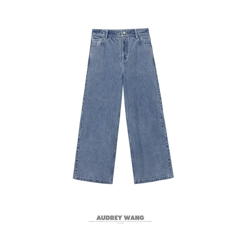 audreyyang_100%_Cotton_Vintage_Loose_Fit_Button_Long_Sleeve_Denim_Women_Top_&_Pants_Sets_MISSTT