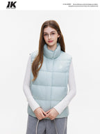 ikyou Warm Thick Sleeveless Stand Collar Straight Commuter Sky Blue Puffer Jackets