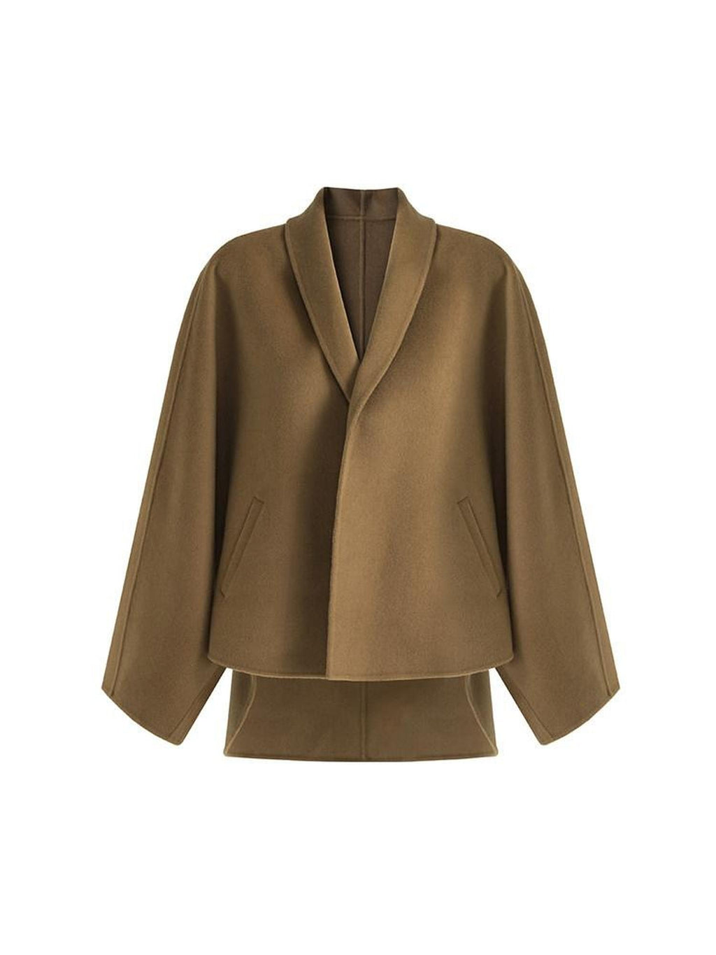 unspoken Asymmetric Sculpted Single Breasted Minimal Commuter Loose V-neck Wool Coats