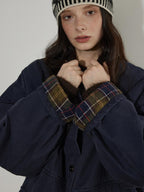 Lofi choose Warm Thick Cotton Commuter Loose Fit Single Breasted Button Front Puffer Jackets