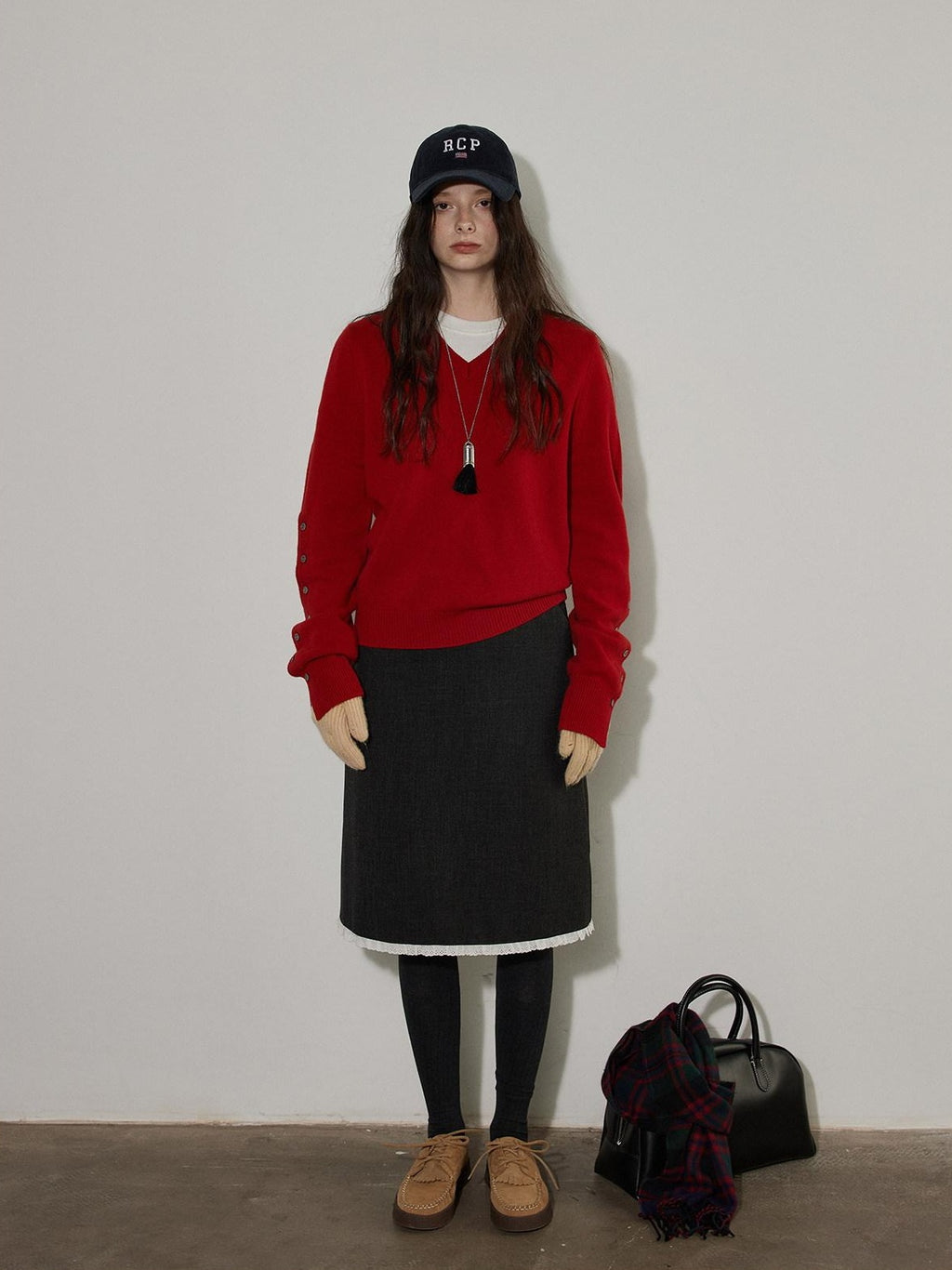 Lofi choose High Waist Office Ready Solid Panel Straight Loose Fit Women Midi Skirts