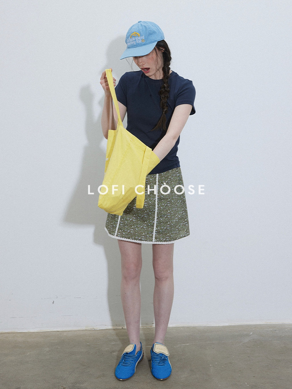 Lofi choose High Waist Floral A Line Relaxed Fit Workwear Women Coffee Green Mini Skirts