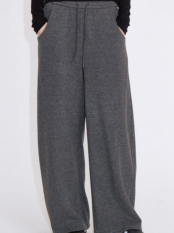 fano Soft Stretch Knit Natural Waist Straight Leg Casual Women Dark Gray Sweatpants