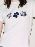 fano Slim Fit Cropped Round Neck Floral Print Ol Commuter Youth Short Sleeve T-Shirts