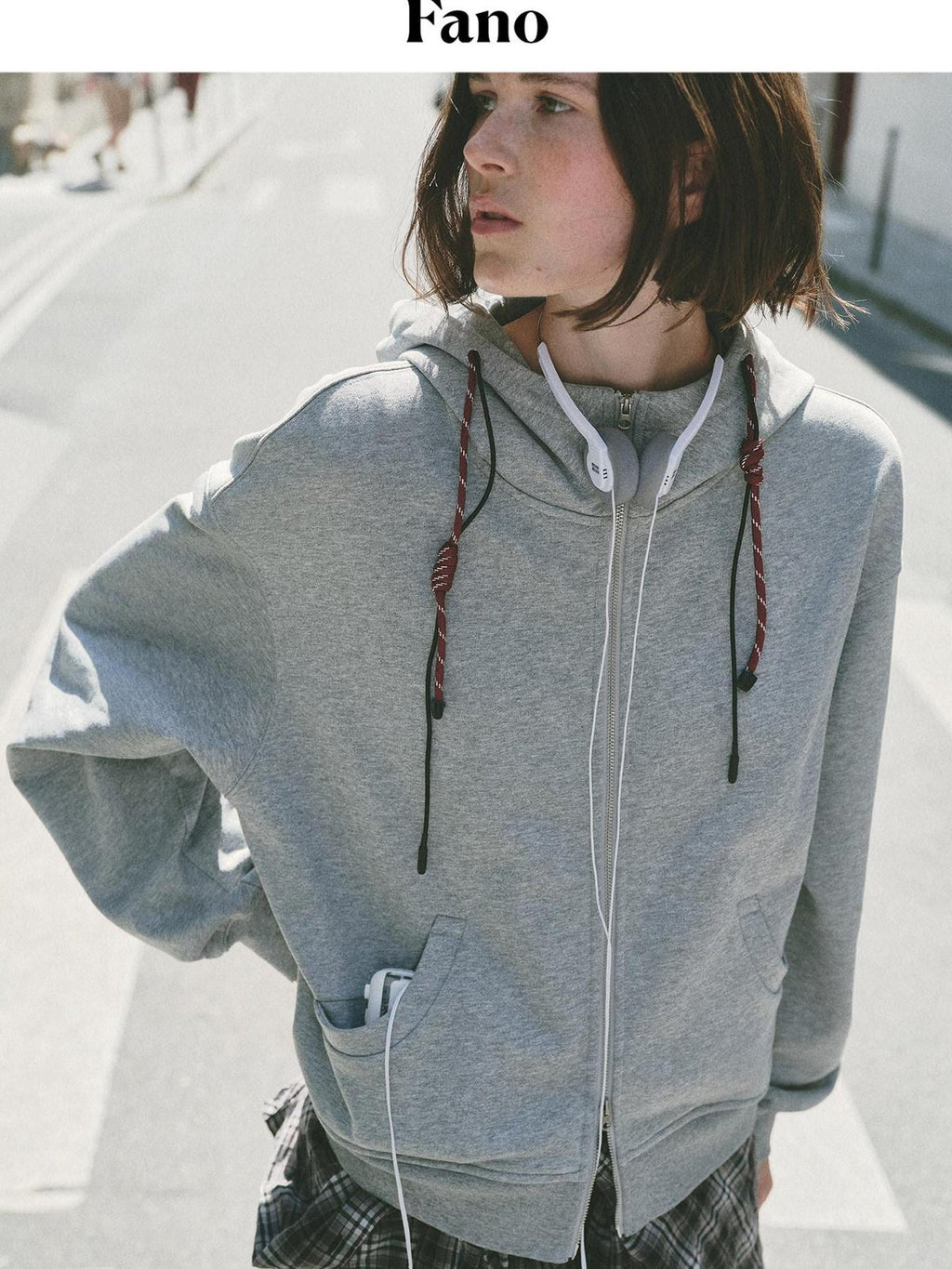 fano Two Piece Zip Up Oversized Long Sleeve Women Midweight Heather Grey Hoodie
