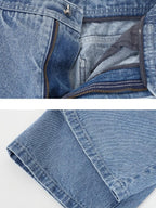 audreyyang 100% Cotton Vintage Loose Fit Button Long Sleeve Denim Women Top & Pants Sets