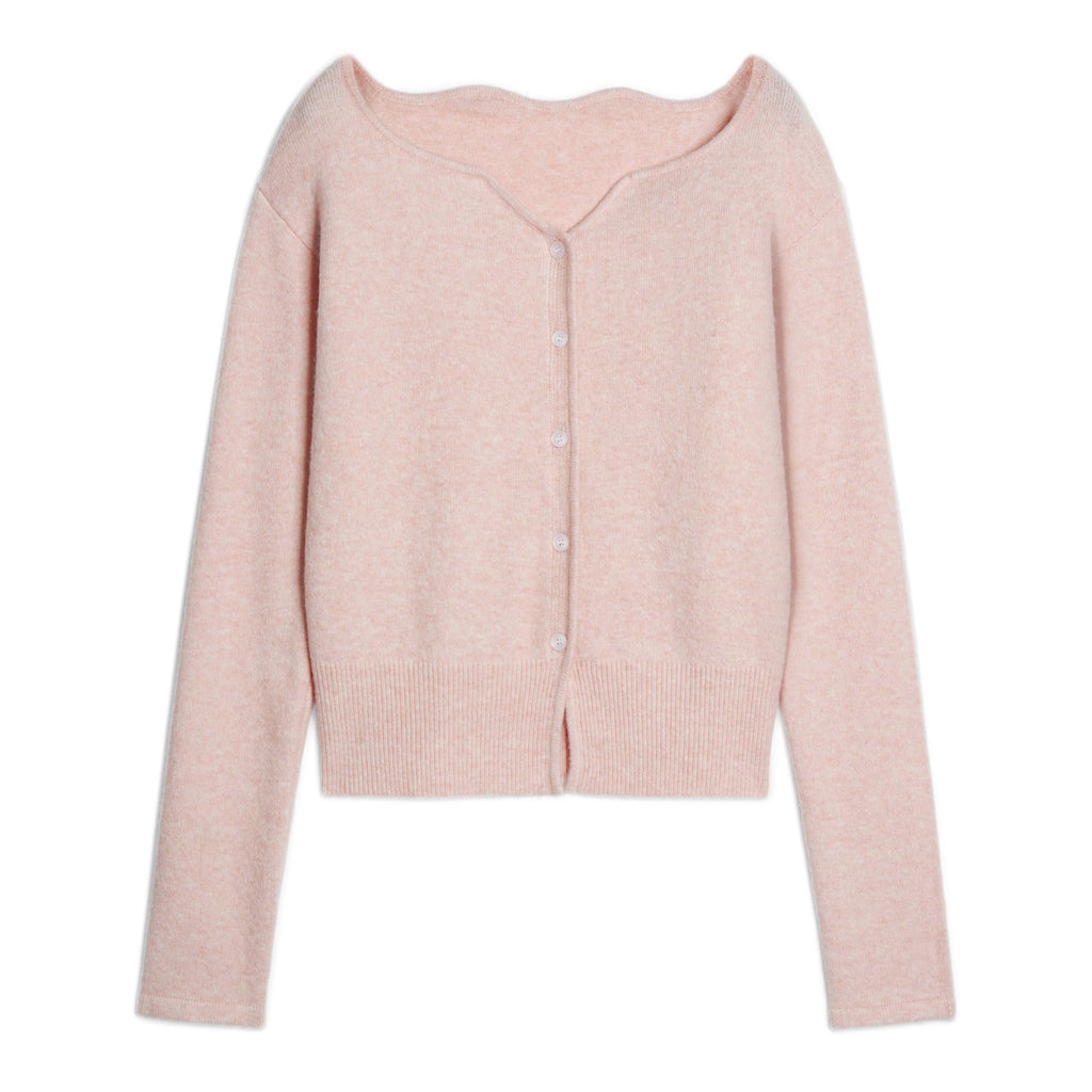 someonesometimes Soft Pink Cozy Wool Button V-neck Loose Fit Unisex Knit Cardigans