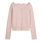 someonesometimes Soft Pink Cozy Wool Button V-neck Loose Fit Unisex Knit Cardigans