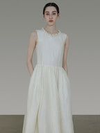 unspoken Polyester Blend A Line Fitted Waist Round Neck Sleeveless Casual Maxi Dresses