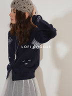 Lofi choose Soft Acrylic Blend Embroidered Classic Fit Round Neck Office Knitwear Cardigans