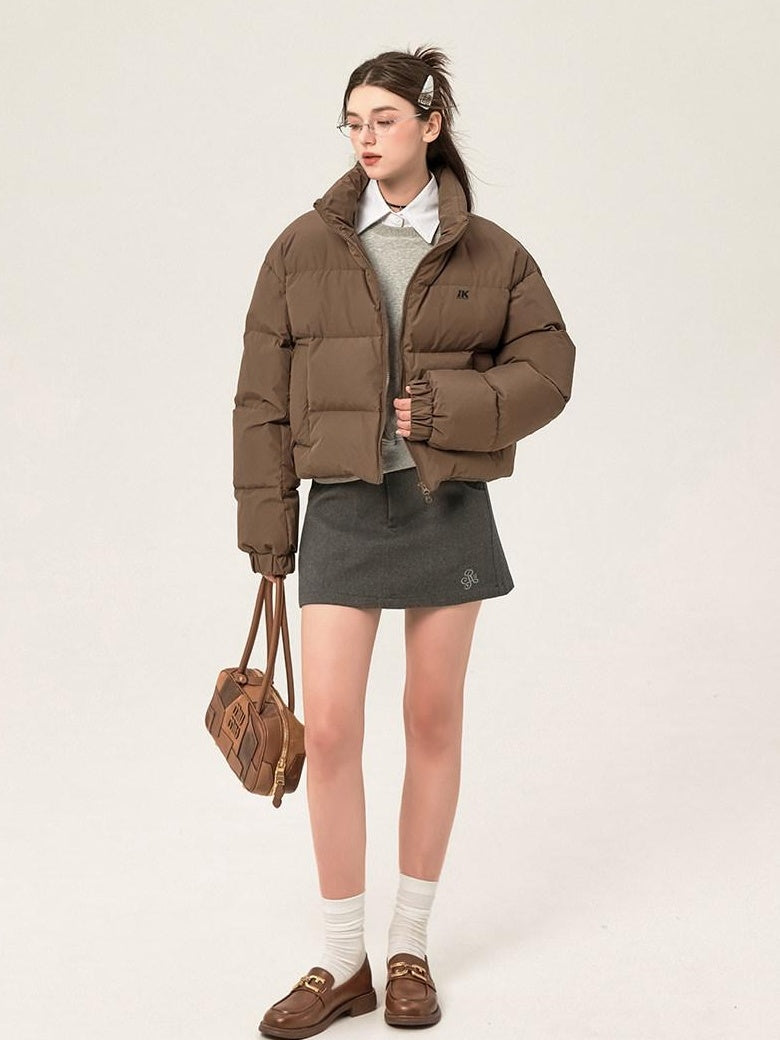 ikyou 90 Percent White Duck Down Memory Fabric Minimalist Straight Short Down Jackets