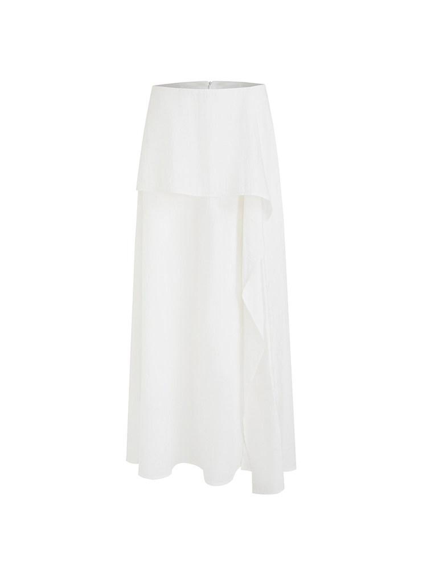 unspoken High Waist Lined Irregular Hem Minimal A Line Office Lyocell Blend Maxi Skirts