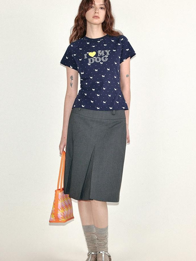 fano Stretch Cotton Slim Korean Commuter Crew Neck Women Navy Short Sleeve T-Shirts