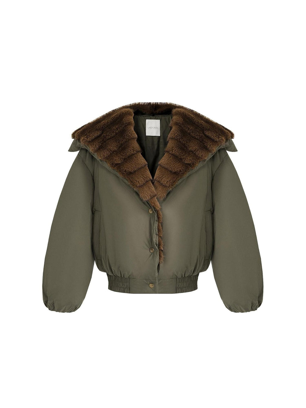 unspoken 90% White Duck Down Warm Loose Patchwork Commuter Olive Green Zip Down Jackets