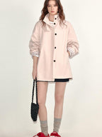 fano Pure Cotton Relaxed Commuter Stand Collar Midlength Peach Pink Trench Coats