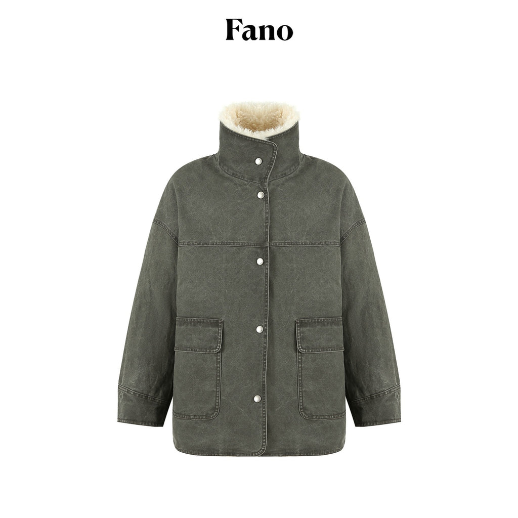 fano_90%_White_Duck_Down_Warm_High_Waist_Loose_Stand_Collar_Women_Green_Down_Jackets_MISSTT
