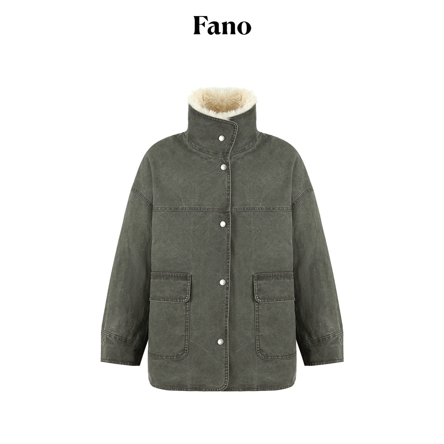 fano_90%_White_Duck_Down_Warm_High_Waist_Loose_Stand_Collar_Women_Green_Down_Jackets_MISSTT