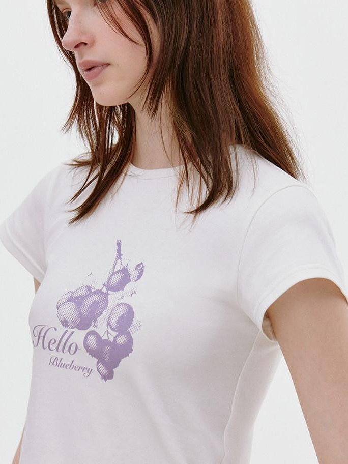 fano Stretch Cotton Korean Commuter Printed Round Neck T Shirt Basic Crop Tops