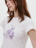 fano Stretch Cotton Korean Commuter Printed Round Neck T Shirt Basic Crop Tops