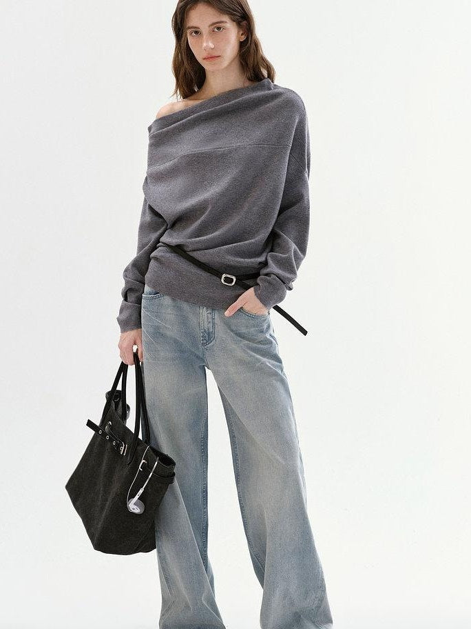 fano Soft Cotton No Stretch Commuter Relaxed Natural Waist Blue Straight Leg Jeans