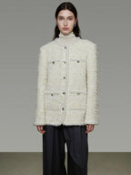 unspoken Soft Wool Blend Minimalist Commuter Round Neck Single Breasted Loose Short Coat